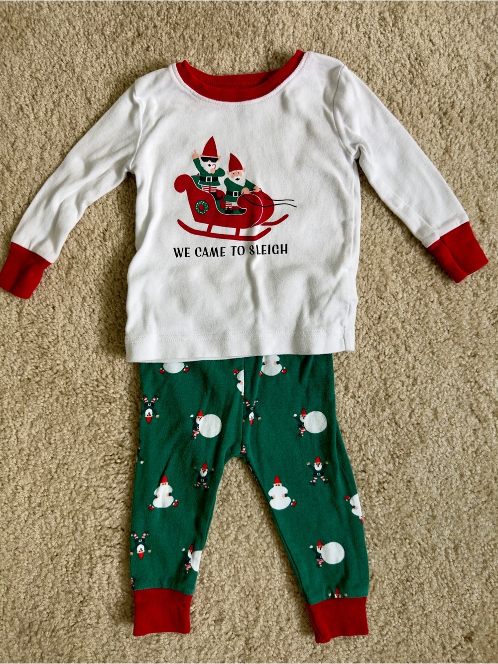 Old Navy White, Red & Green Kids Holiday Pajama Set